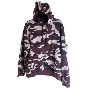 Nike Club Camo Pullover Hoodie Burgundy Size Large
